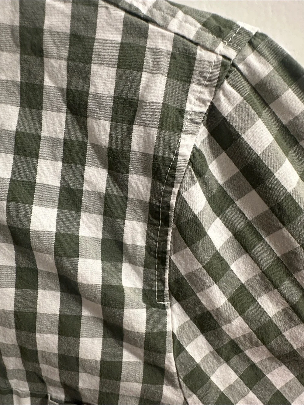 J. Crew Green and White Gingham Button-Down Shirt
